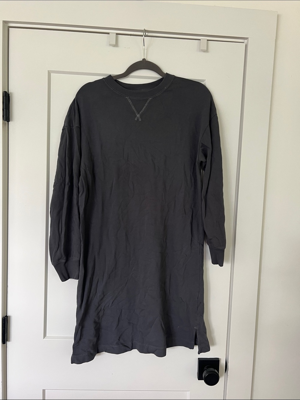 Old Navy Charcoal Crewneck Long Sleeve Shirt Dress